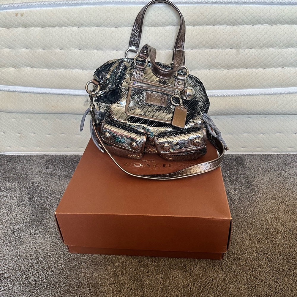 Coach Silver Sequin Poppy Bag - Limited Edition